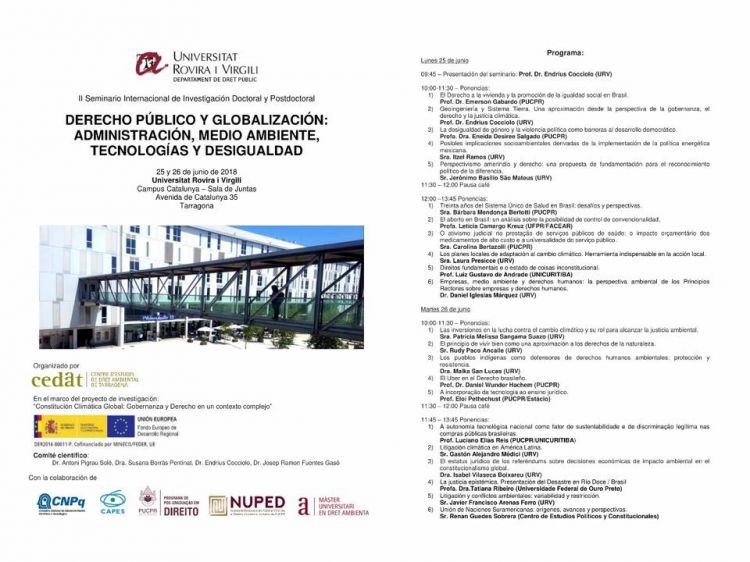 II Seminario Internacional de Investigacin Doctoral y Postdoctoral Derecho Pblico y Globalizacin - Universitat Rovira i Virgili (Tarragona, Espanha)