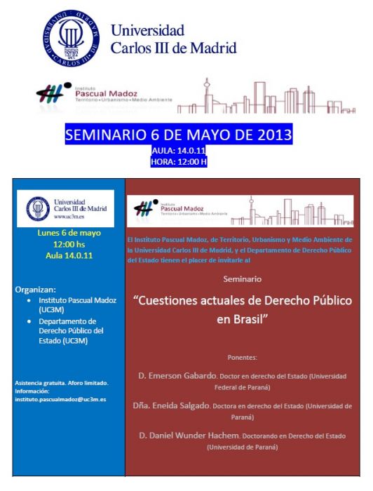 Cuestiones actuales del Derecho Público en Brasil - Universidad Carlos III (Madrid, Espanha)