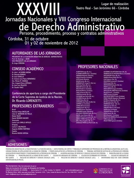 XXXVIII Jornadas Nacionales y VIII Congreso Internacional de Derecho Administrativo (Córdoba, Argentina)