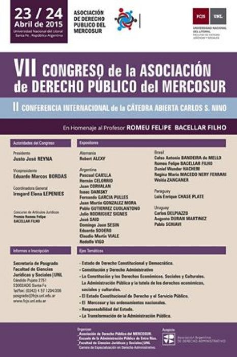 VII Congreso de la Asociación de Derecho Público del Mercosur - Universidad Nacional del Litoral (Santa Fe, Argentina)