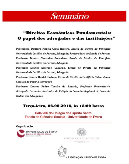 Seminário Direitos Económicos Fundamentais - Universidade de Évora (Évora, Portugal) 