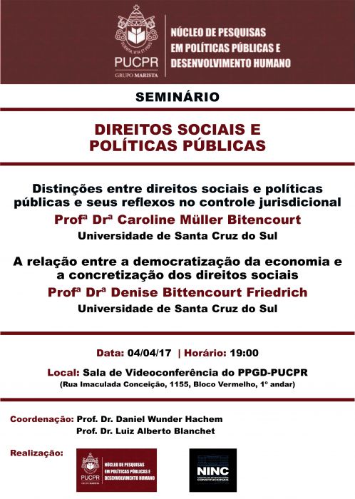 Seminário - Direitos sociais e Políticas Públicas - Profª Drª Caroline Müller Bitencourt e Profª Drª Denise Bittencourt Friedrich  (PPGD UNISC)