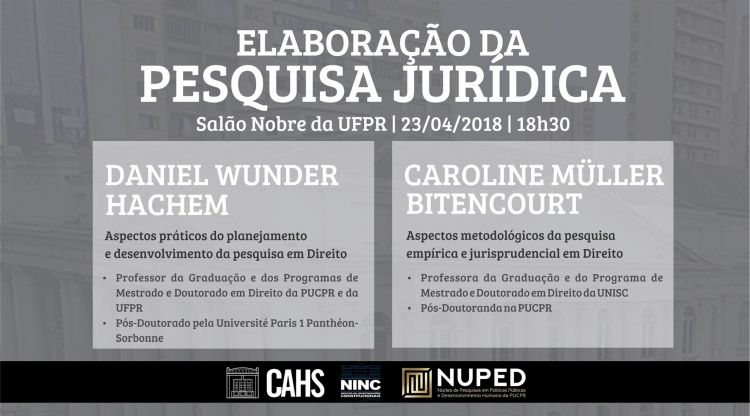 Palestra - Aspectos práticos do planejamento e desenvolvimento da pesquisa em Direito - UFPR (Curitiba - PR)
