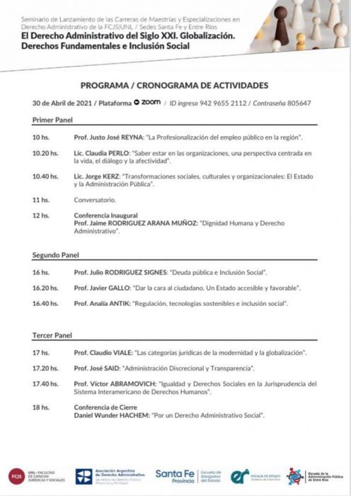 Seminario de Lanzamiento de las Carreras de Maestrías y Especializaciones en Derecho Administrativo - Universidad Nacional del Litoral (Argentina)